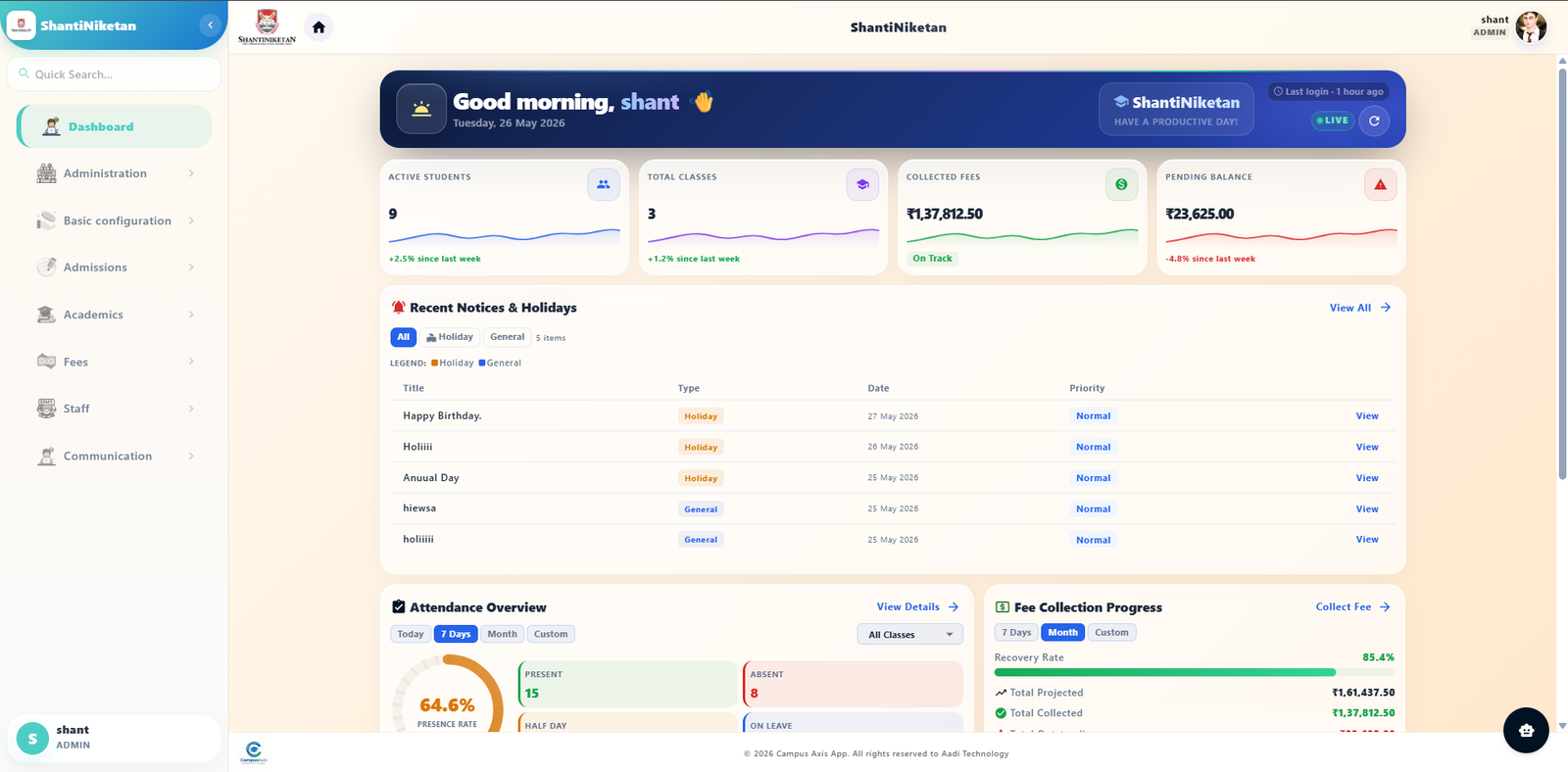 CampusAxis Dashboard